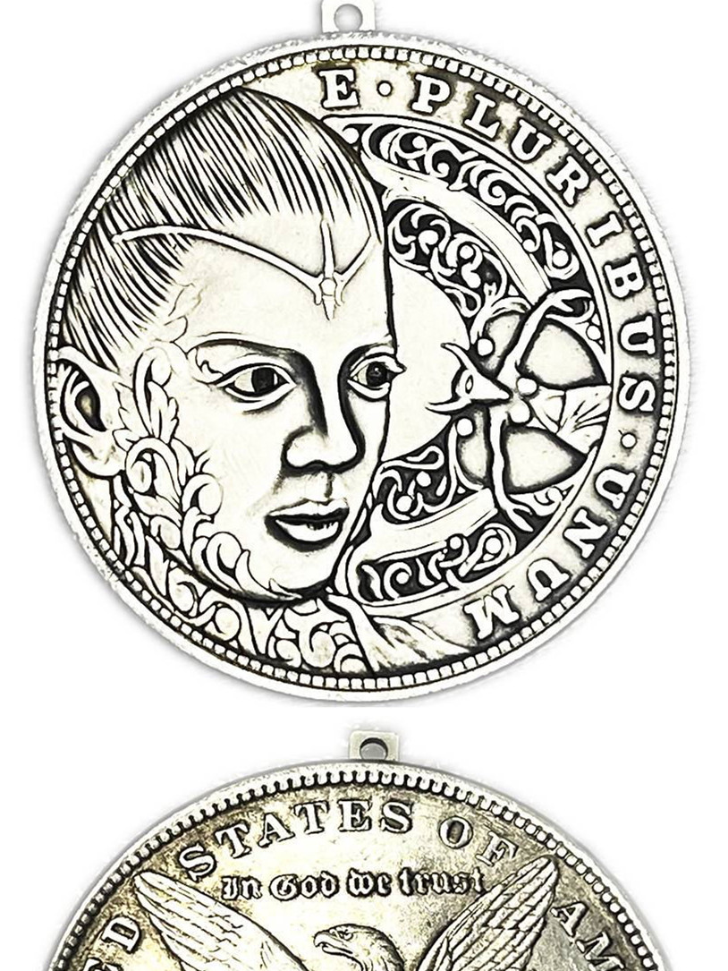 USA Movable Mechanical Coin The Queen's Eyes Moving Amazing Art Roman Booteen Hobo Nickel Morgan Dollar Collectible Creative Gift Handmade Commemoration Coin