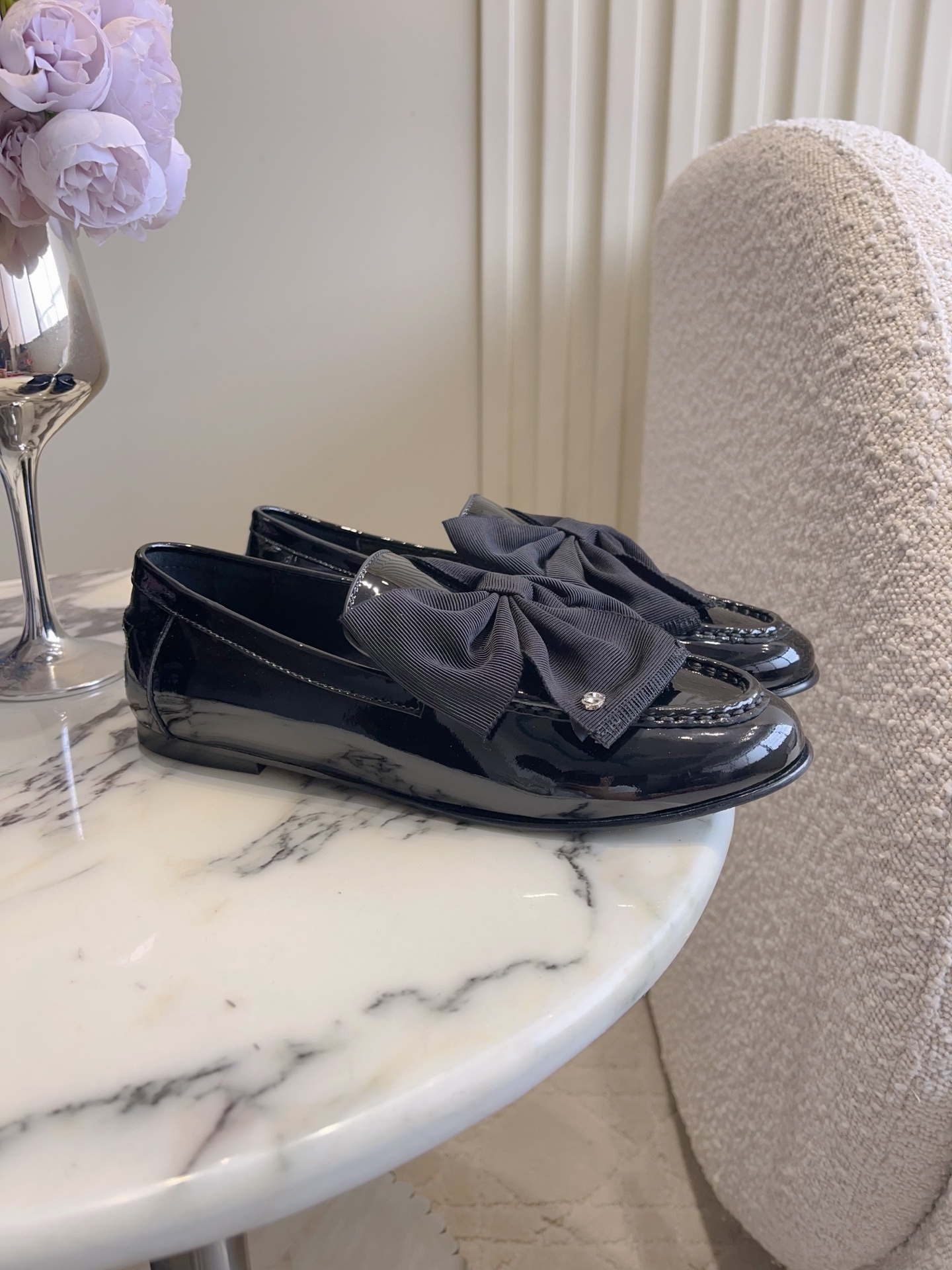CD New Bowknot Loafer Small Leather Shoes