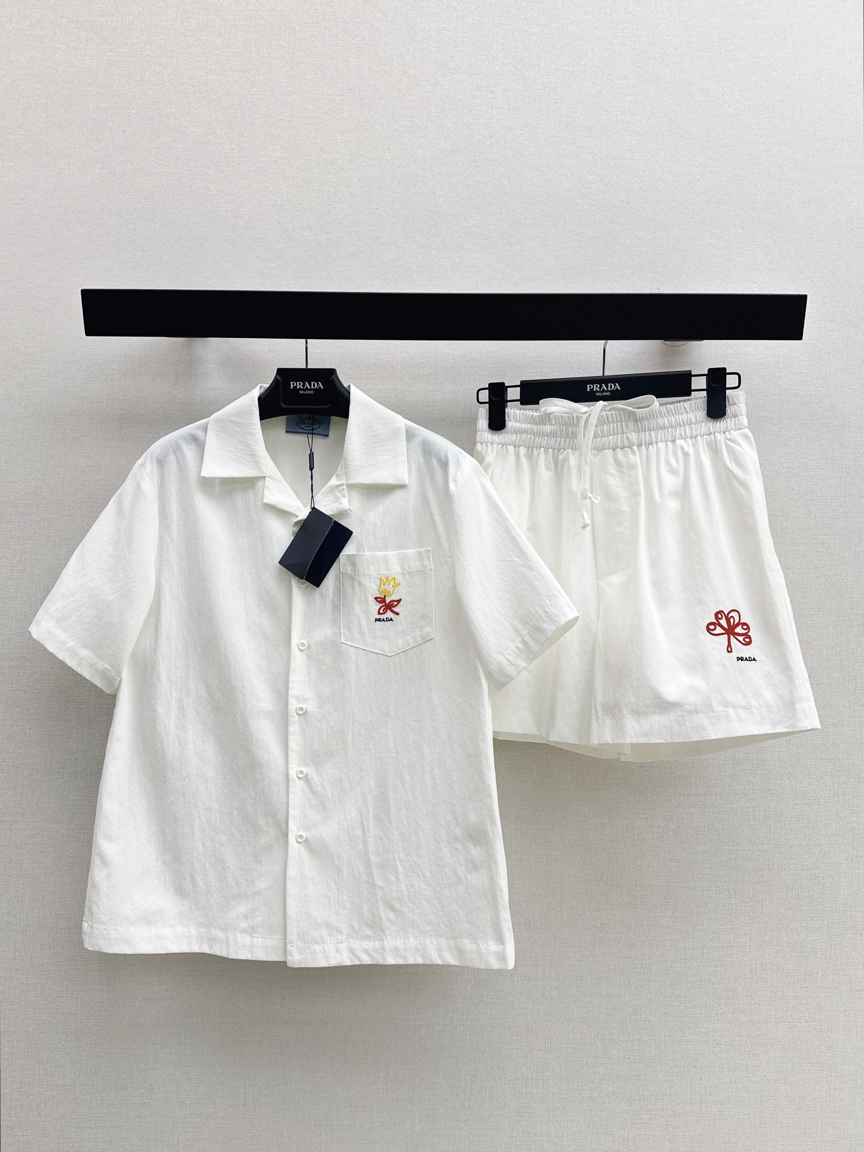 Pra New embroidered shirt + short set
