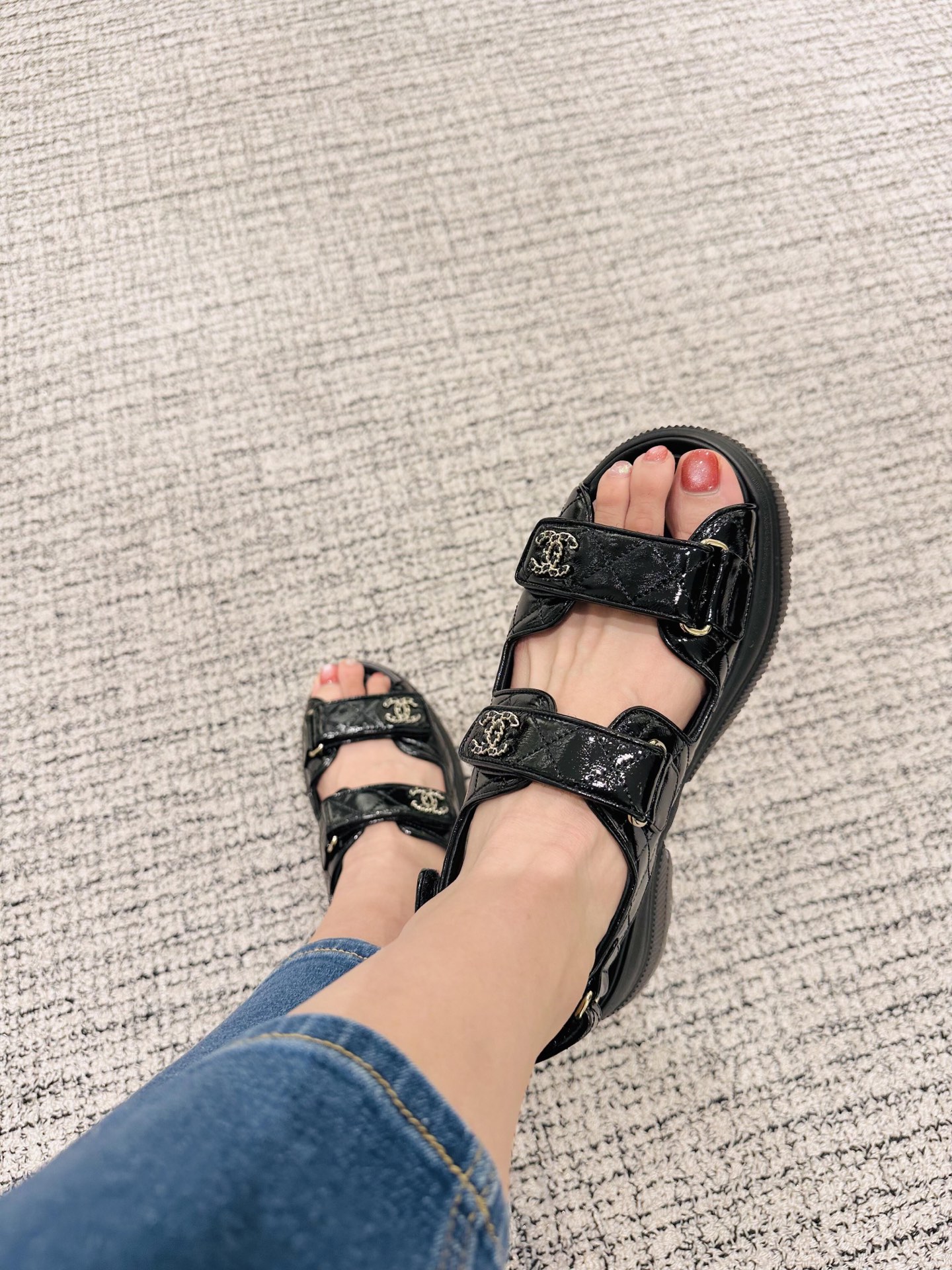 Chan New Velcro thick soled sandals