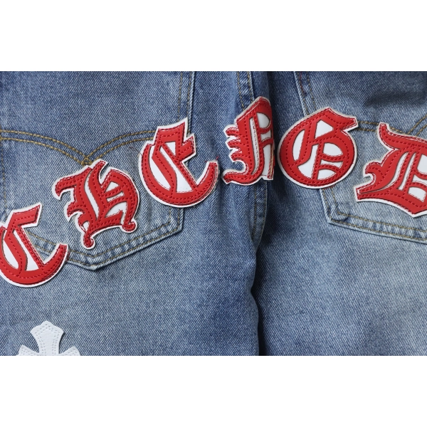 Chrome Hearts Miami Art Basel White Red Cross Patch Jeans