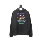 Balenciaga Clothes Languages Hoodie Black Multi