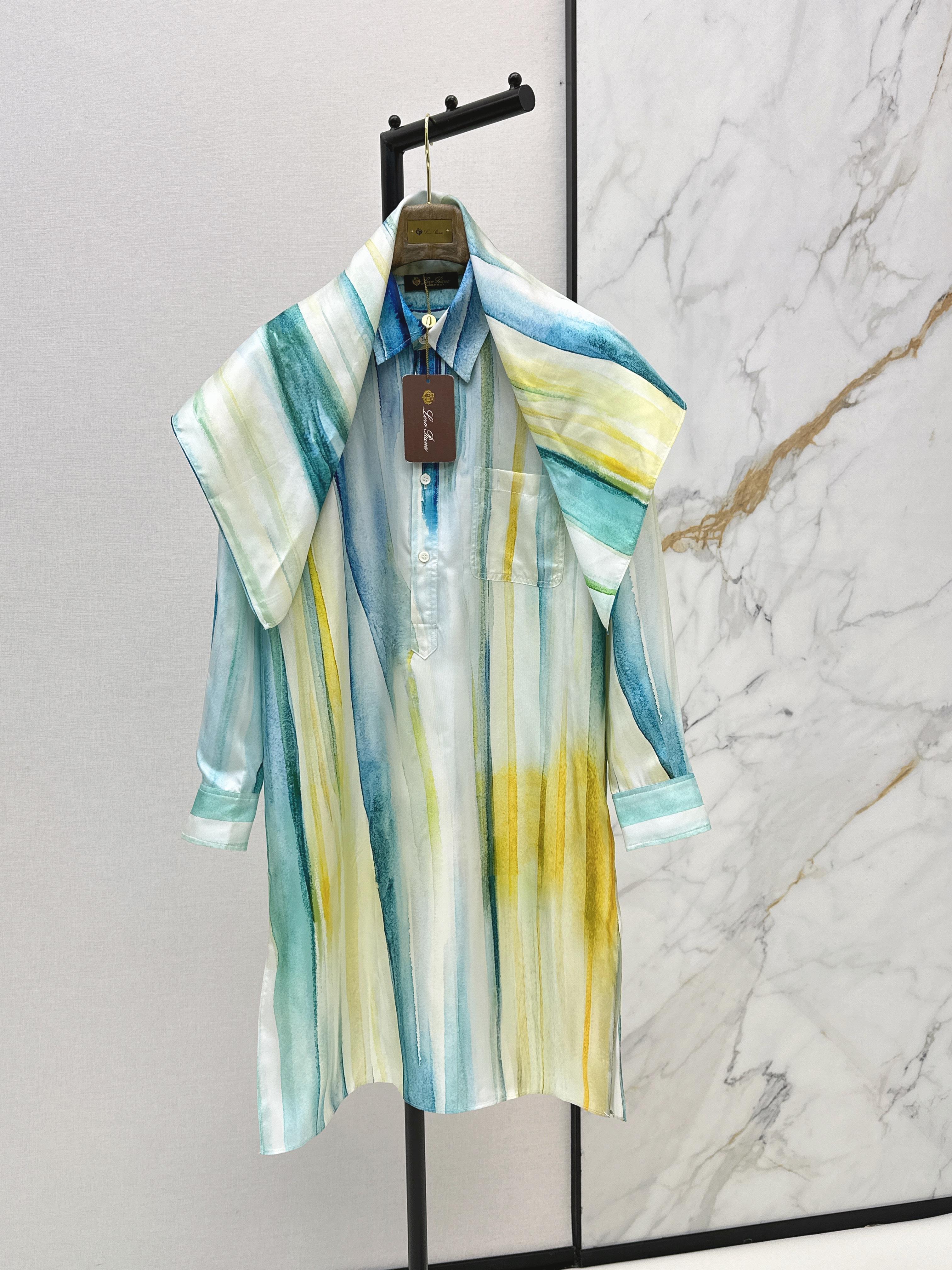 Loro New printed silk shirt dress