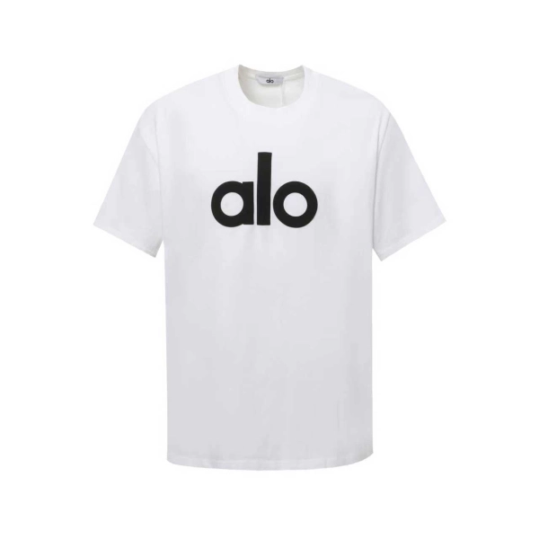 alo yoga T-shirt white（ black large print）