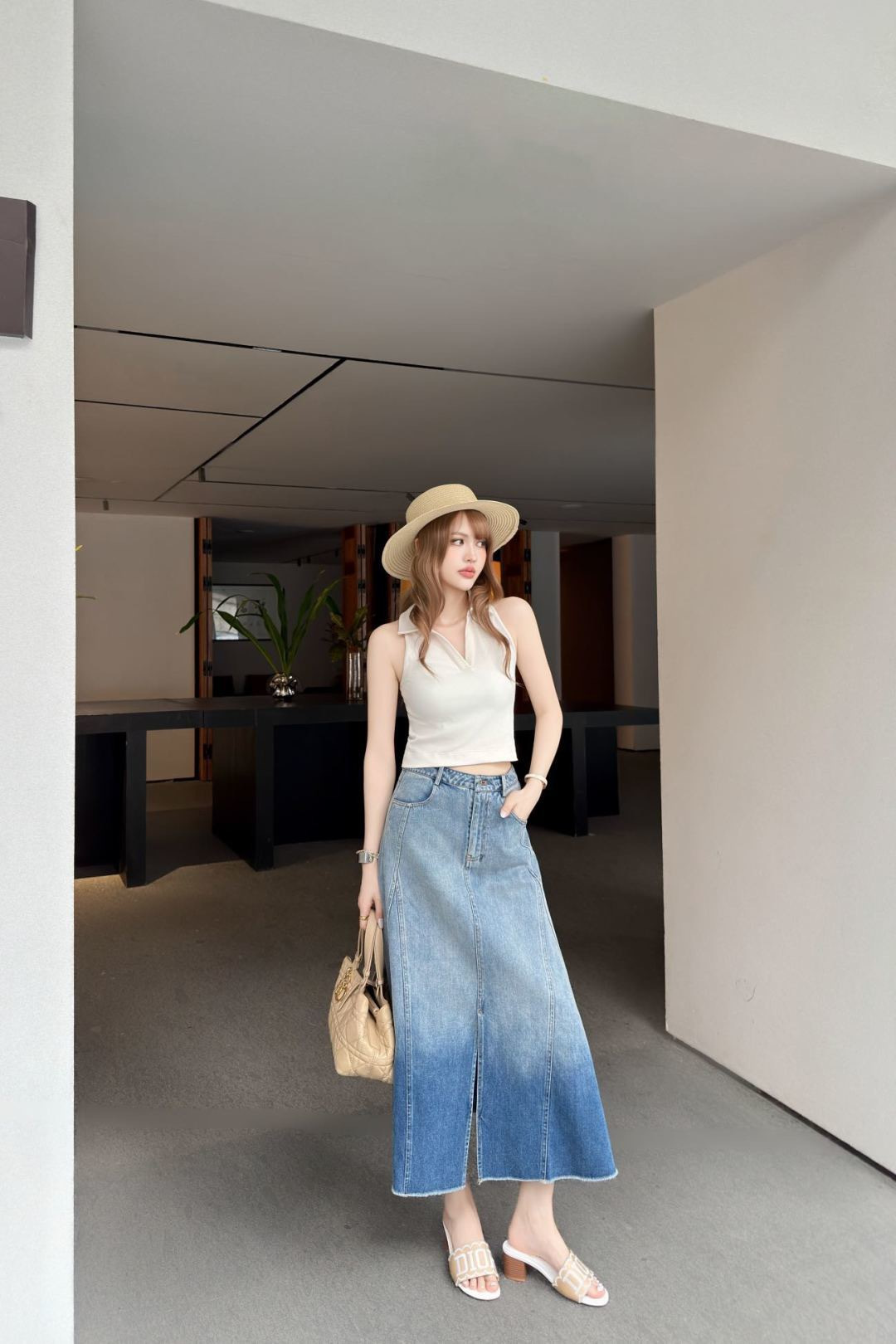 CD New Gradient Denim Skirt