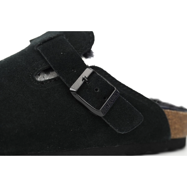 Birkenstock Boston Shearling Suede Leather Black 259881