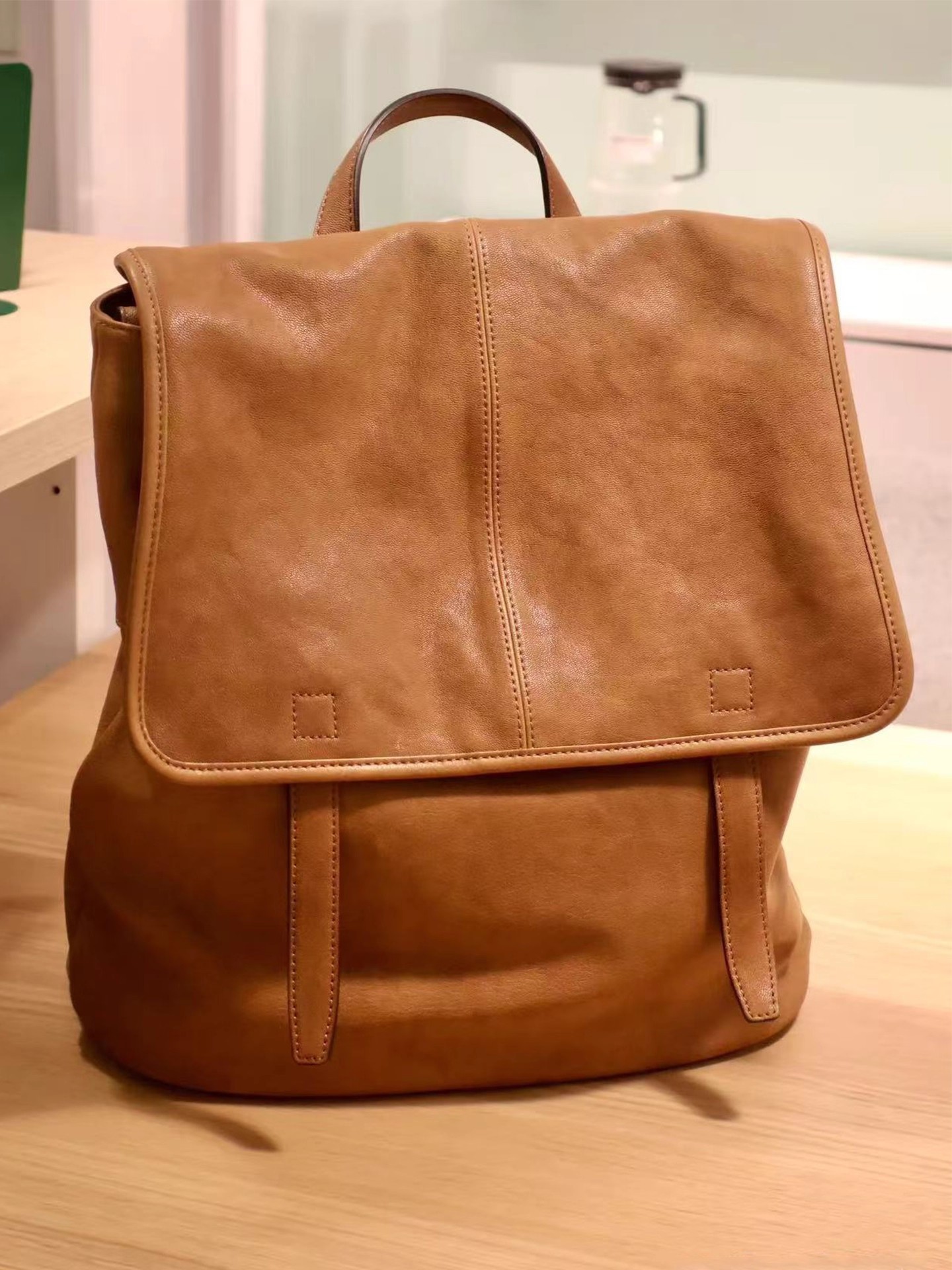 The Vintage Vegetable-Tanned Leather Messenger Backpack