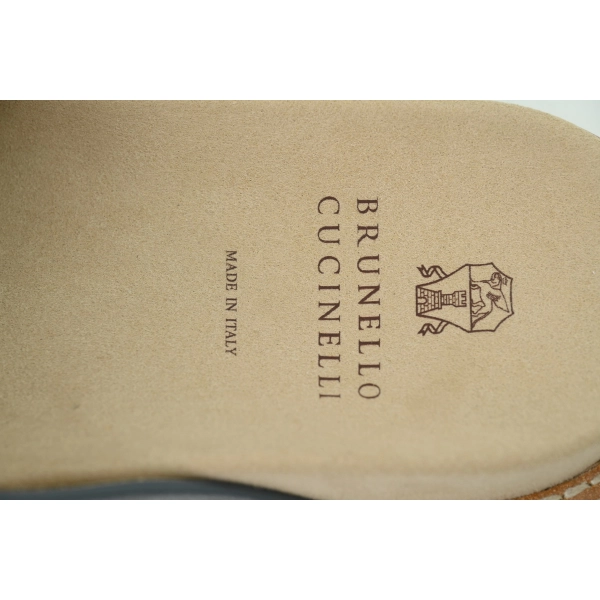 Brunello Cucinelli Suede Crisscross Slides Grey