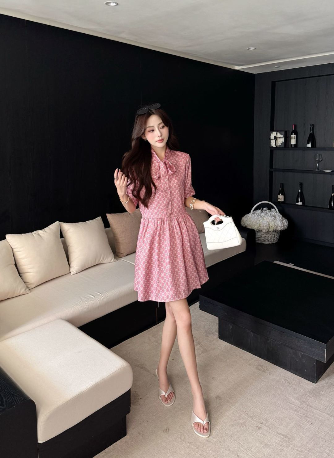 Guc New printed ribbon dress