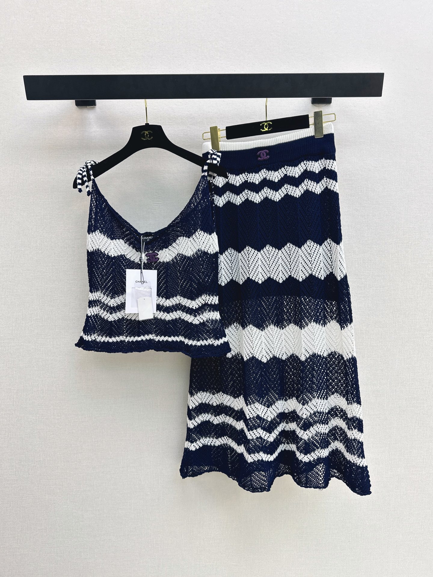 Chan New Crochet Ripple Tank Top Set