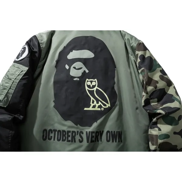 Bape x OVO Loose Fit MA-1 Jacket Olive Drab 1I73-141-902