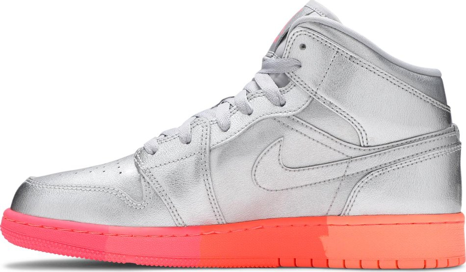Air Jordan 1 Mid GS 'Metallic Silver Pink Crimson' 555112-006