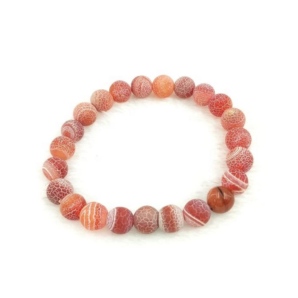 Orange Striped Agate Beaded Bracelet