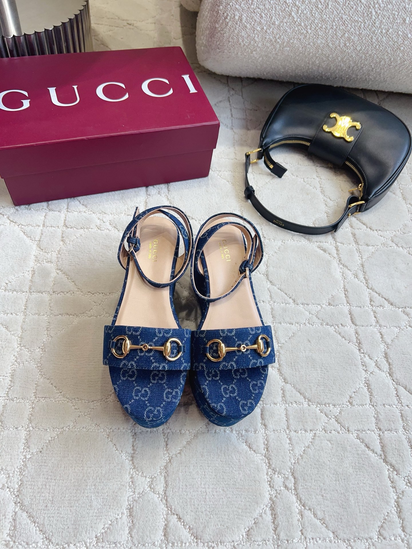 Guc New Denim platform sandals