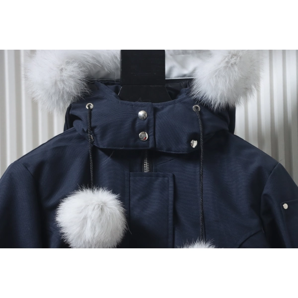 Moose Knuckles Women's Debbie Down Bomber Jacket W Fur Navy Blue