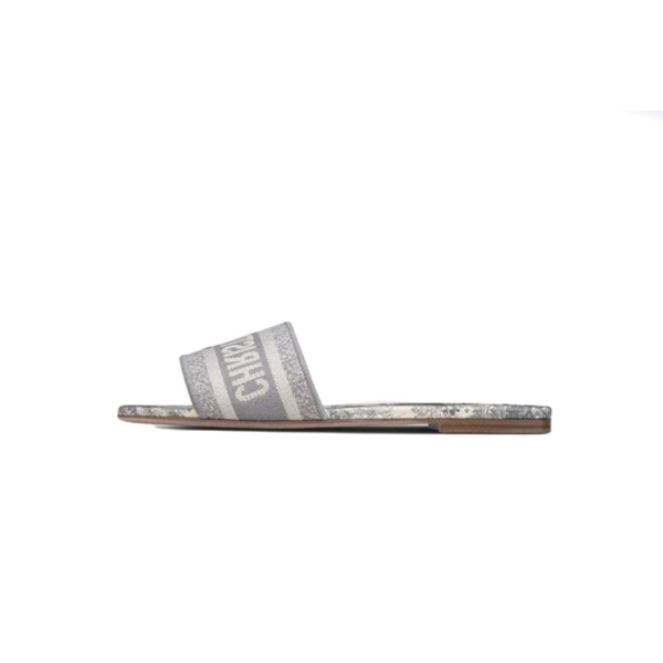 Dior Dway Slide Gray Toile de Jouy Embroidered Cotton KCQ209TJE_S21G