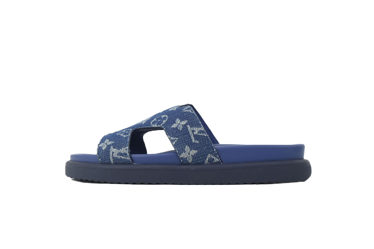 Pkkicks God Batch LOUIS VUITTON Oasis Mule Shoes Blue Denim Fabric