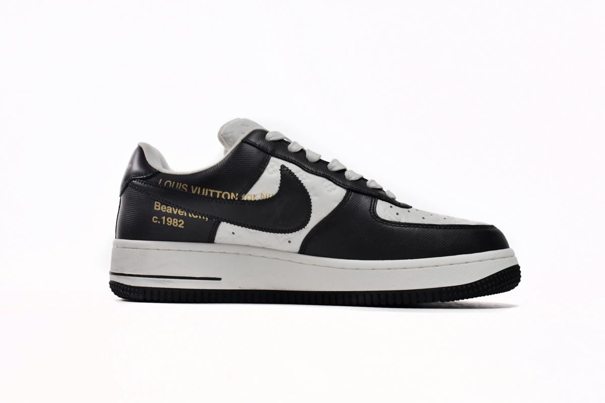 Pkkicks God Batch LOUIS VUITTON x Nike Air Force 1 Black White 7108-8