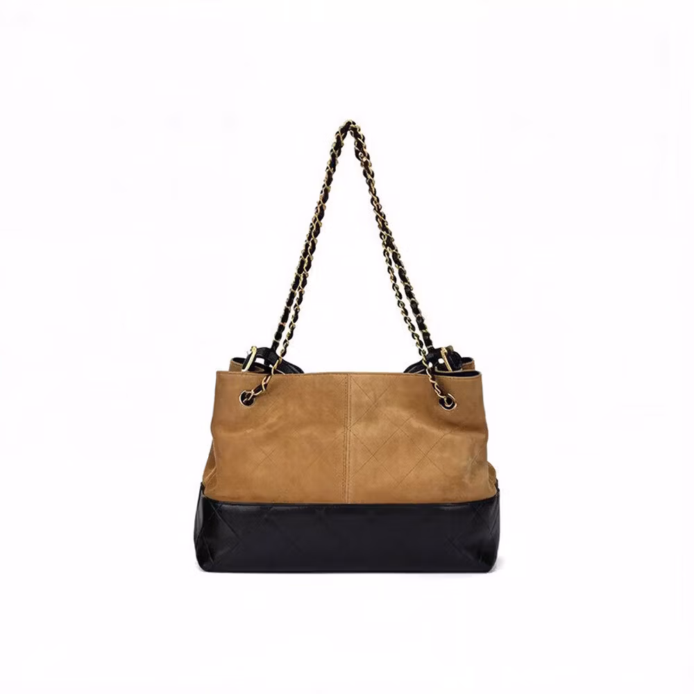 Chanel (CHANEL) Women's Bag 25A Handmade Workshop Double C Logo Leather Wear Chain Contrast Color Double Small Women's Shoulder Handbag Brown Black Double Color AS5634-B20827-U1536 36cm Long 14cm Wide 24cm High
