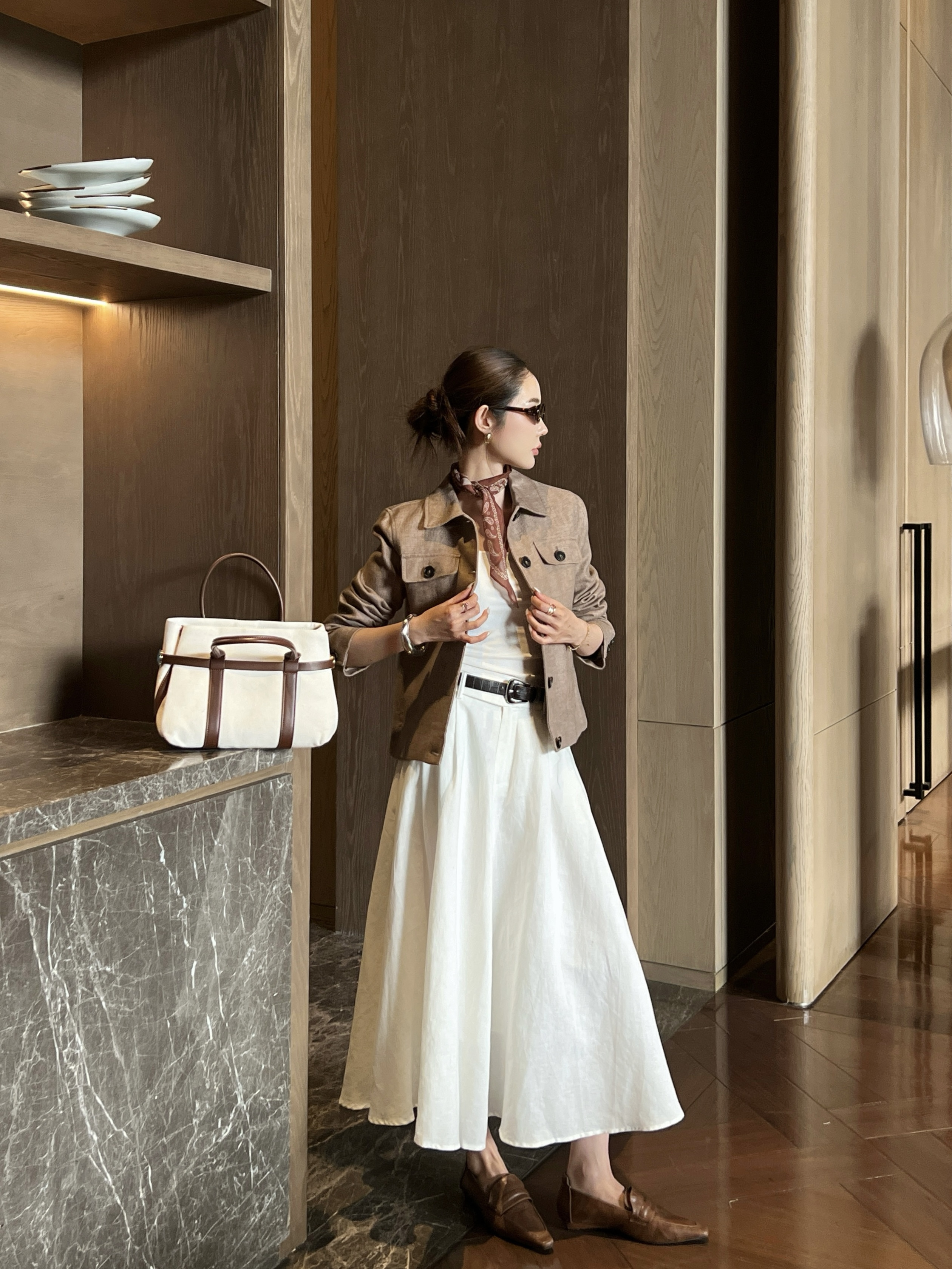 Brun New lenen jacket