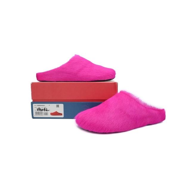 Marni Long-hair Calfskin Fussbett Sabot Rose Red