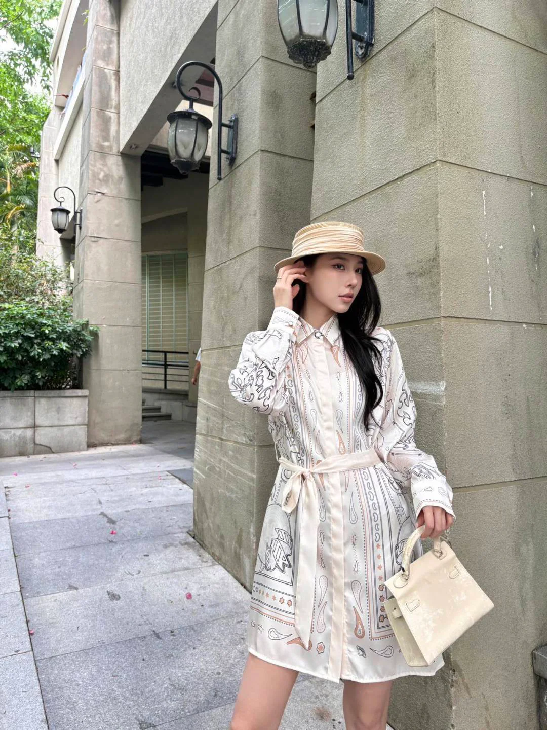 Herm NEW print belted dress