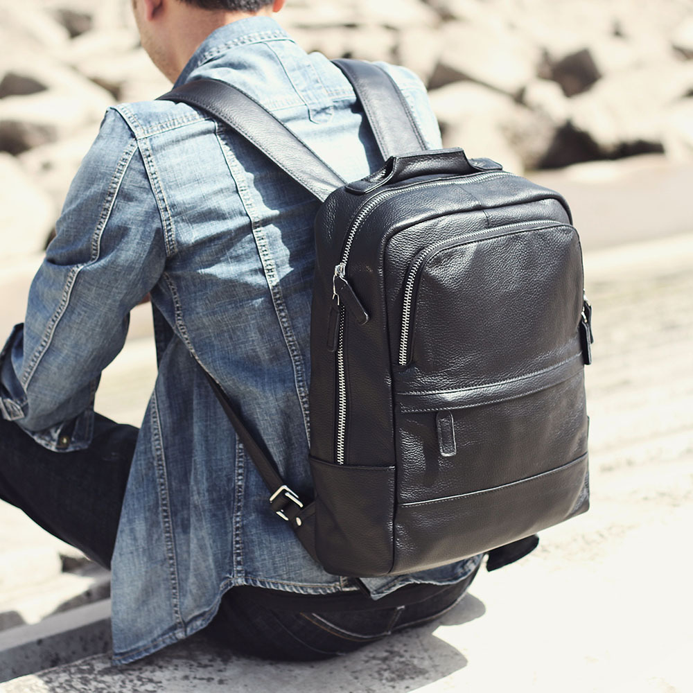 Premium Pebbled Leather Business Backpack - Professional Utility for the Modern Professional