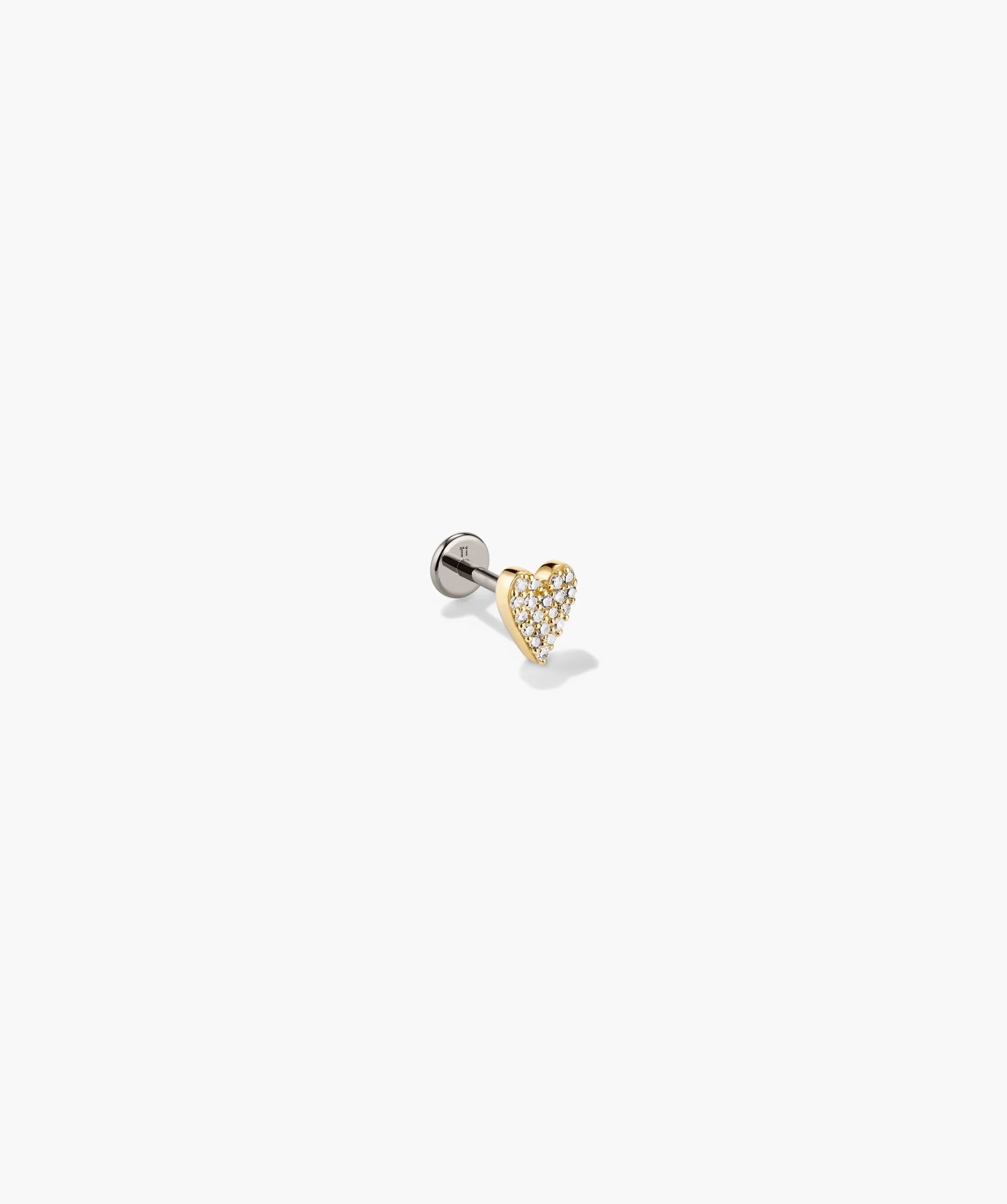 Piercing Studio - Single Pavé Diamond Heart Flat Back Stud