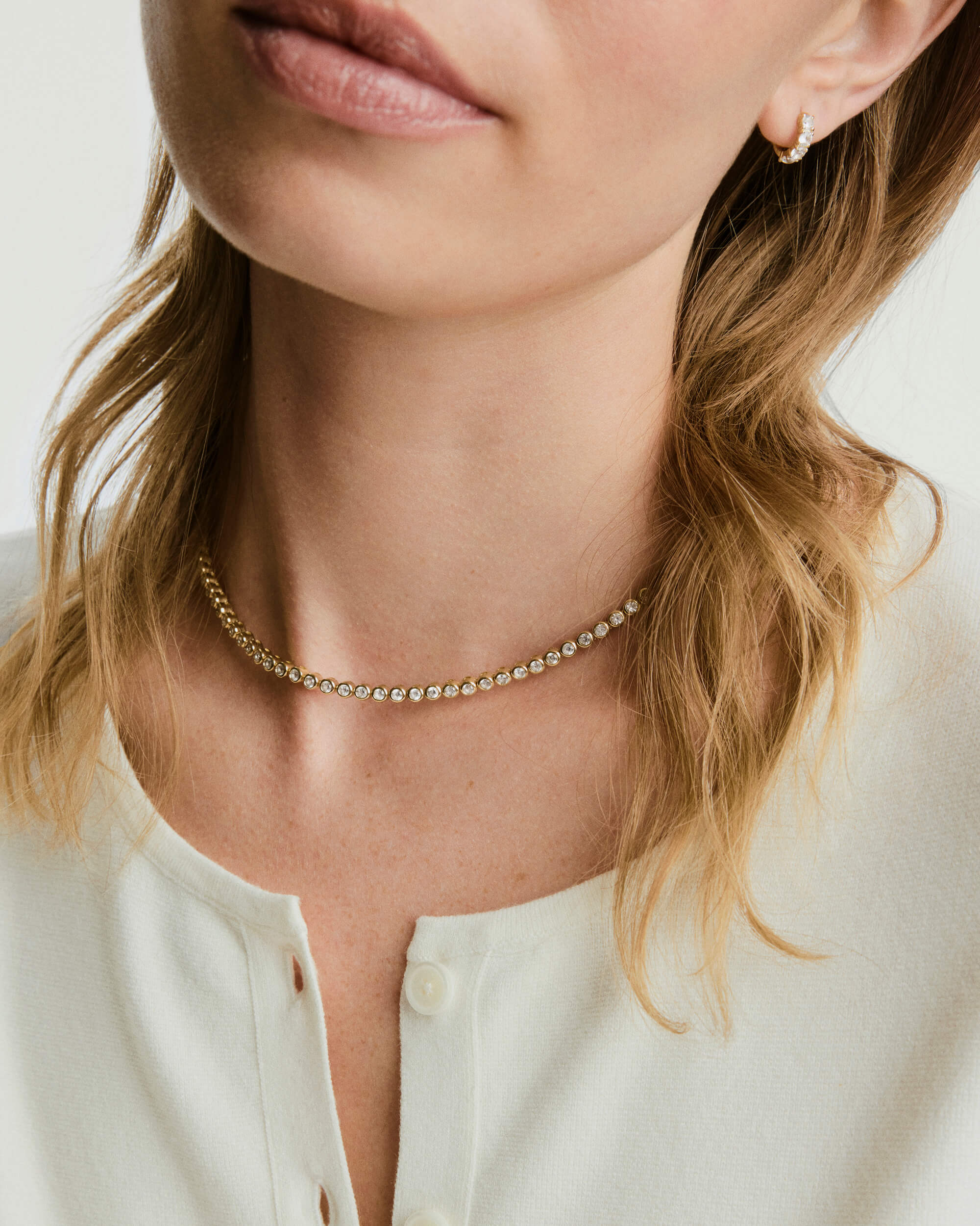Zadie Bezel Lab Grown Sapphire Tennis Necklace