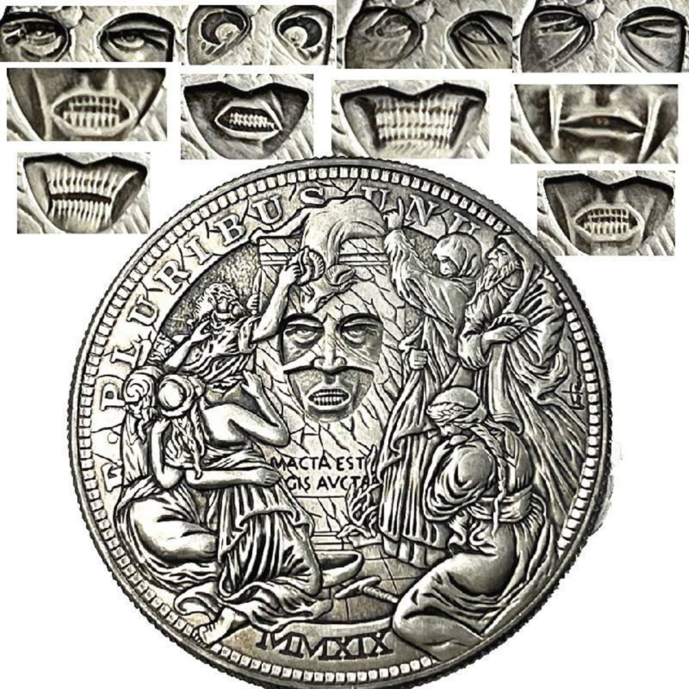 Movable Mechanical Coin 'Changing Faces' Roman Booteen Coin Hobo Nickel Morgan Dollar Amazing Art Collectible Creative Gift Handmade Commemoration Coin