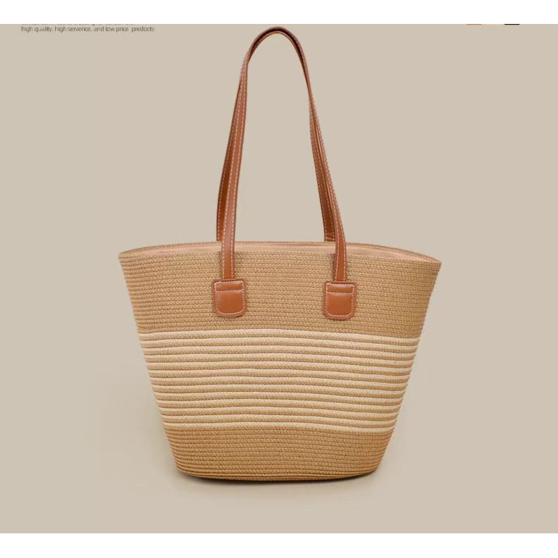Striped Straw Beach Tote