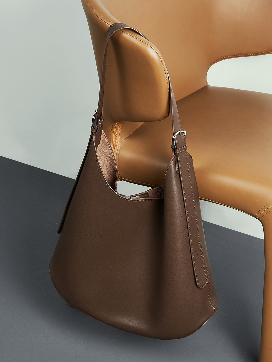 Genuine Leather Hobo Bucket Bag for Women