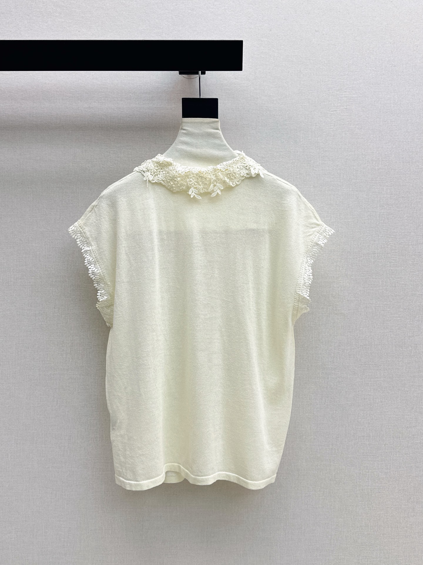 ES New Lace Patchwork Short-Sleeve Knit Top