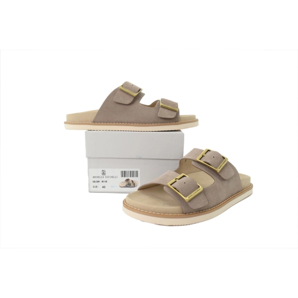 Brunello Cucinelli Suede two-strap Sandals Beige