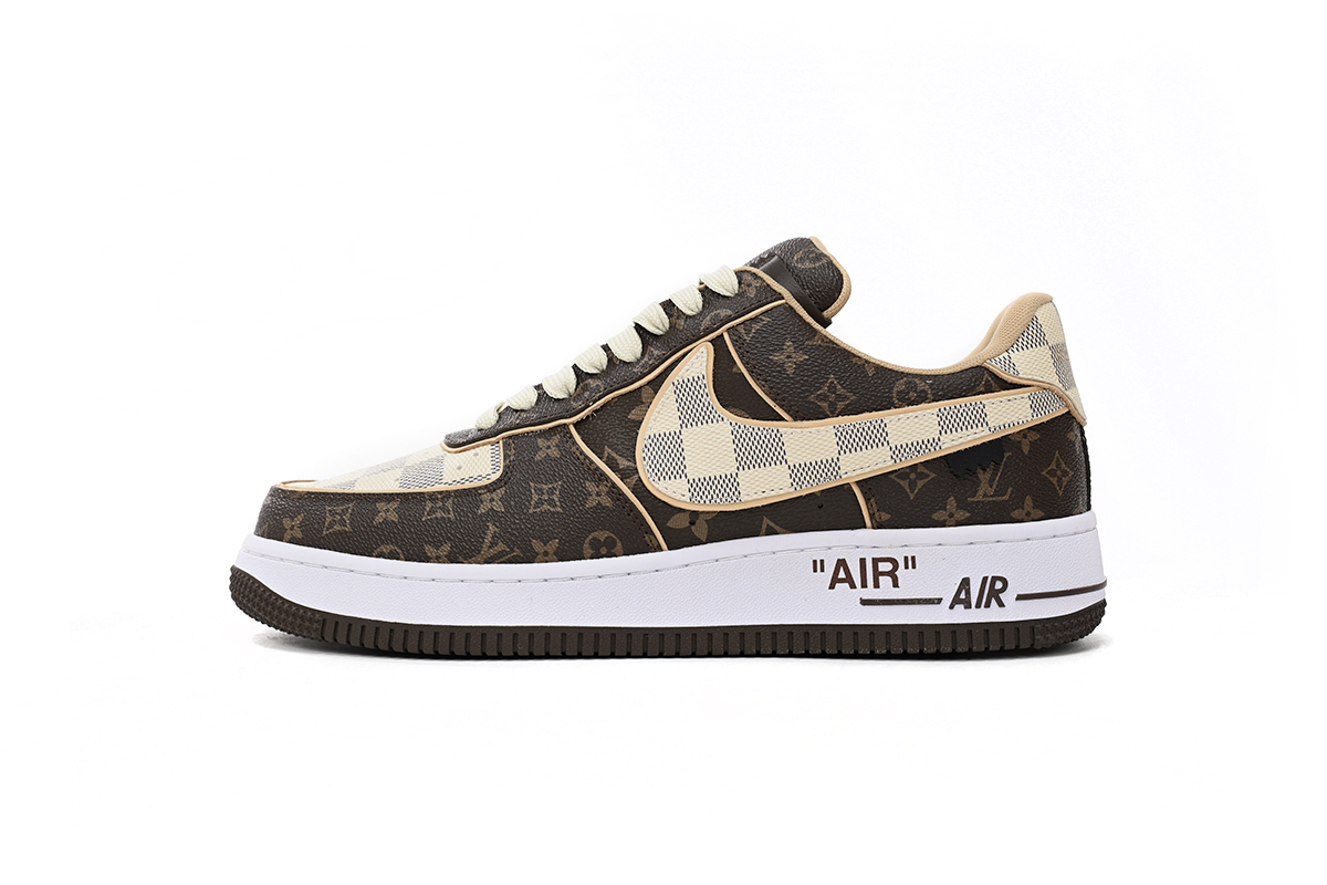 Pkkicks God Batch LOUIS VUITTON x Nike Air Force 1 Coffee