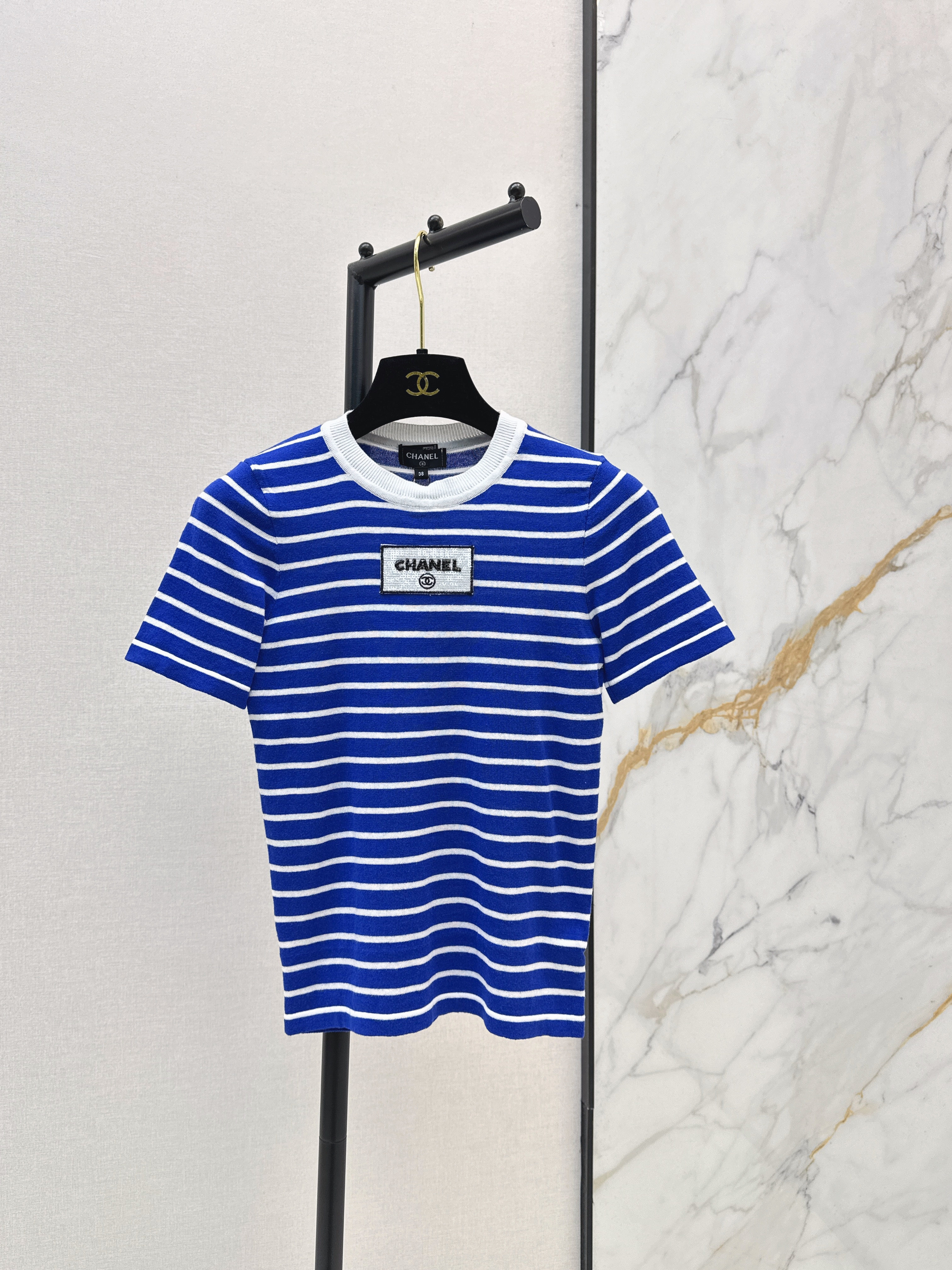 Chan New Striped Knit Short Sleeve