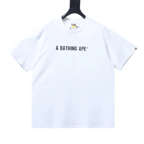 Bape 26ss Classic Red Logo Ape Head Front and Back Printed Short Sleeve T-Shirt White