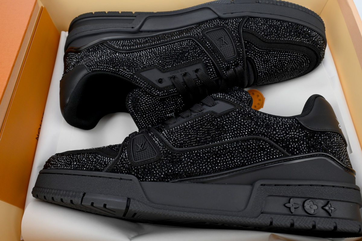 Pkkicks God Batch Louis Vuitton Trainer 'Black Rhinestones' 1A815H