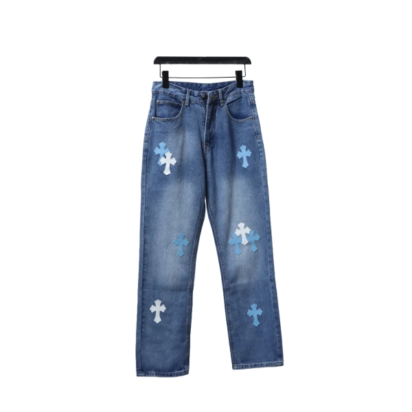 Chrome Hearts Miami Art Basel White Blue Cross Patch Jeans