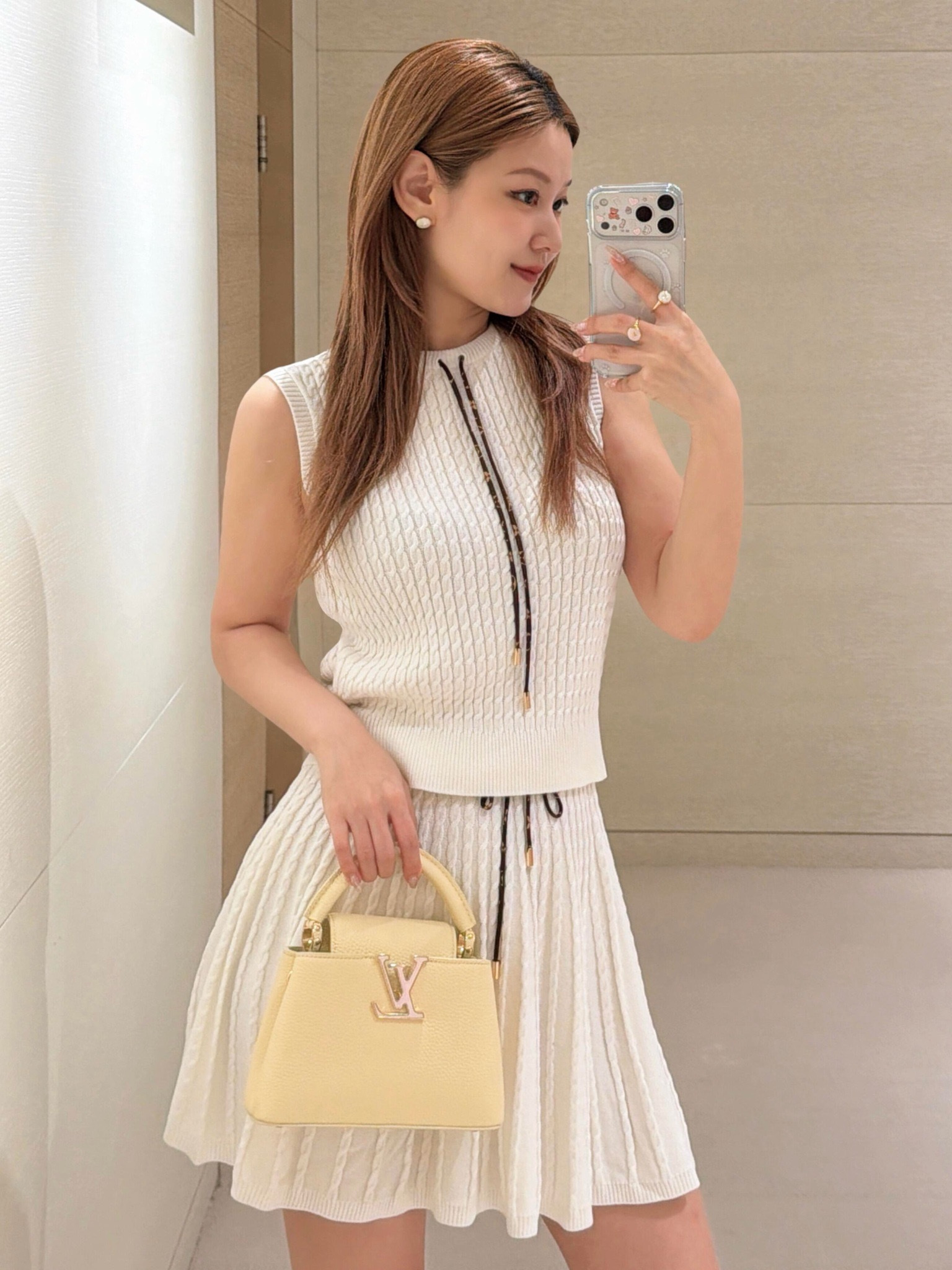 Louis New Knit Vest+Pleated Skirt Set