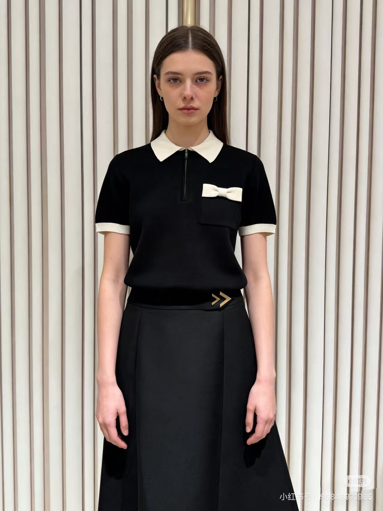 Val New Color-block Polo Knit Short Sleeve