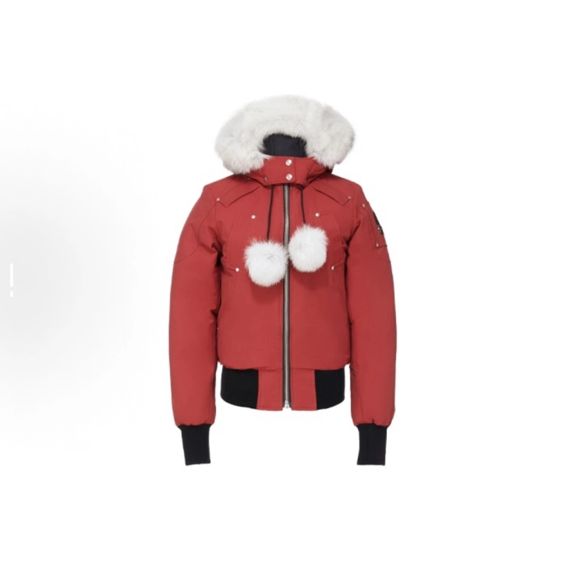 Moose Knuckles Red Jacket White Wool Collar（NFC)