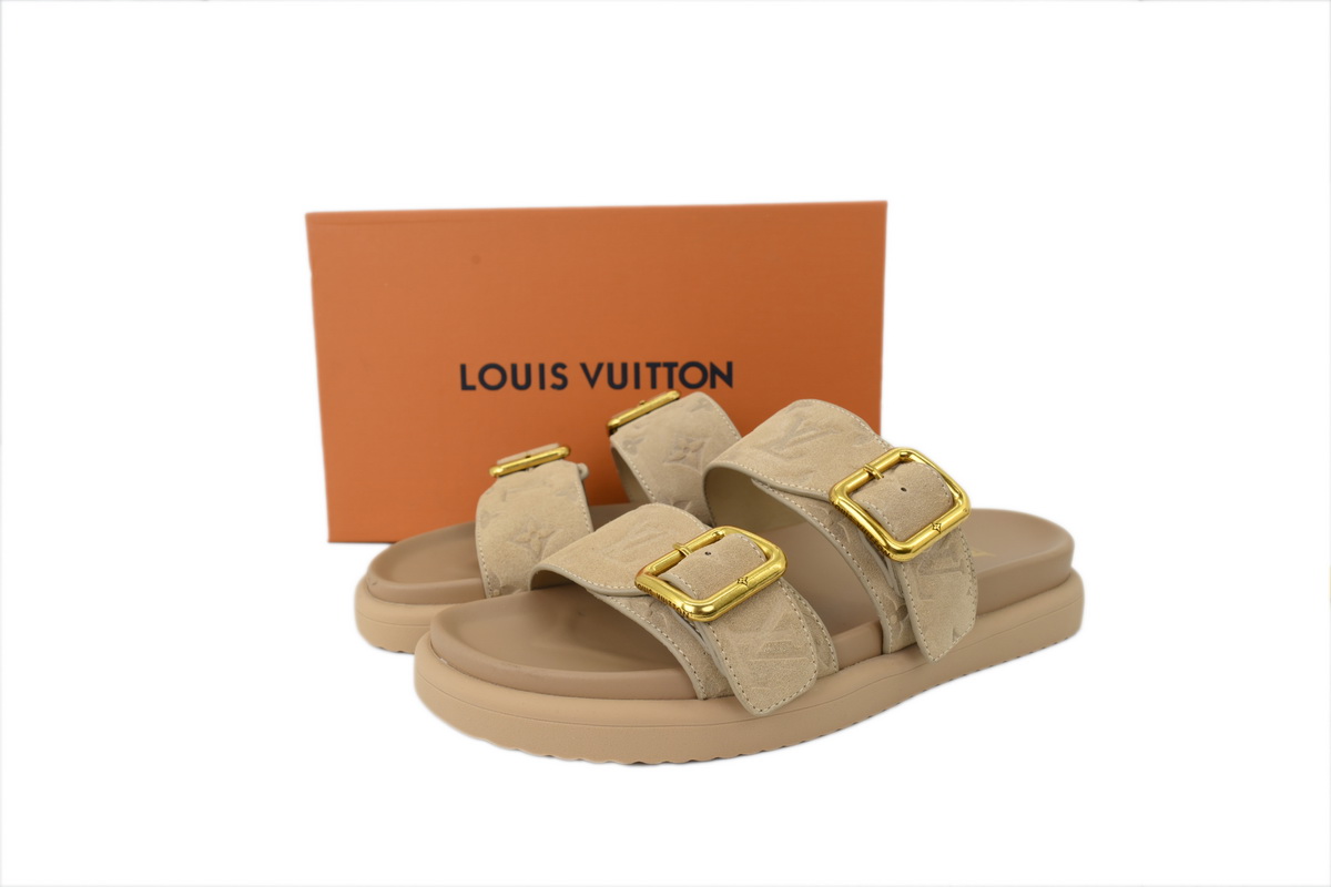 Pkkicks God Batch LOUIS VUITTON Venice Mule Shoes Beige