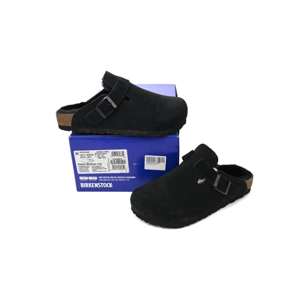 Birkenstock Boston Shearling Suede Leather Black 259881