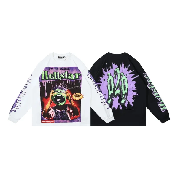 Hellstar Horror Book Long-Sleeve T-Shirt #590 BlackWhite