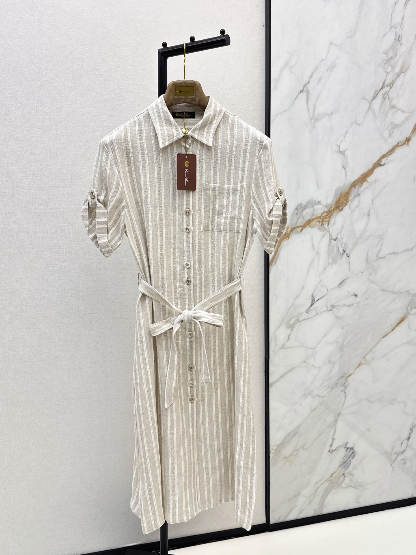 Loro New Striped linen dress