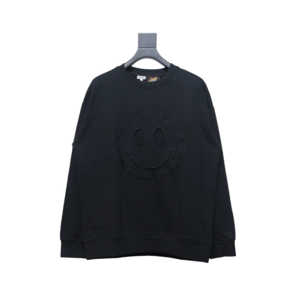 Loewe Hollowed-out Smiling Round-neck Hoodie Black