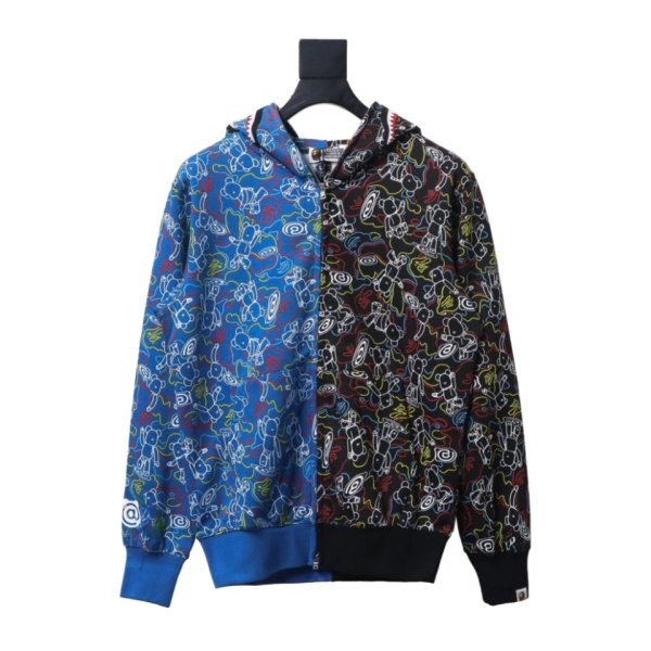 BAPE X MEDICOM TOY Co-branded Duplex Camouflage Hooded Hoodie