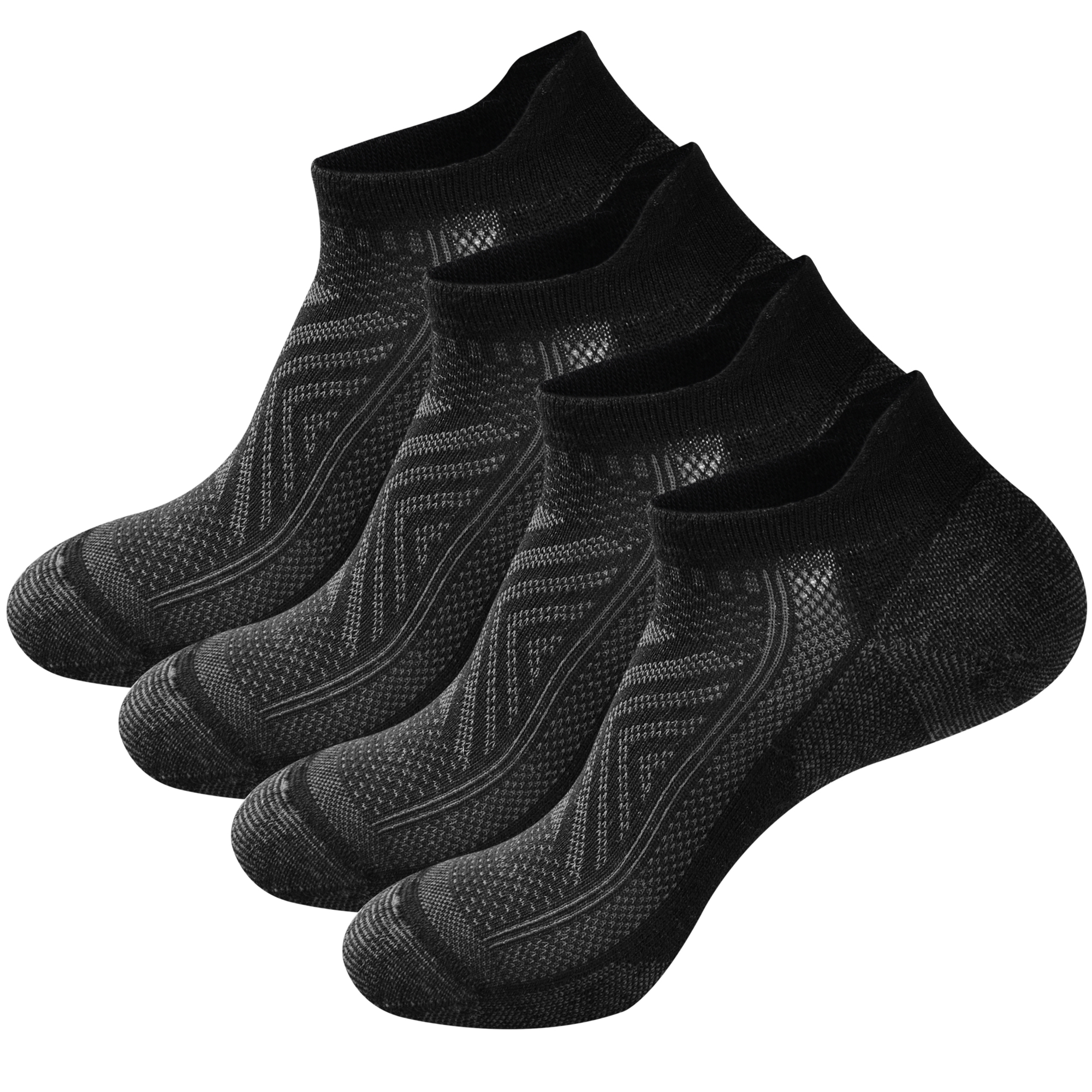 GKX Men's No Show Merino Wool Running Athletic Casual Socks 4 Pairs