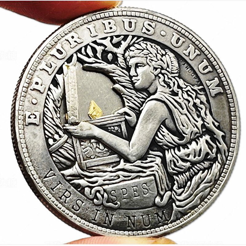 USA Movable Mechanical Coin 'Pandora`s Box' Roman Booteen Hobo Nickel Morgan Dollar Amazing Art Collectible Creative Gift Handmade Commemoration Coin